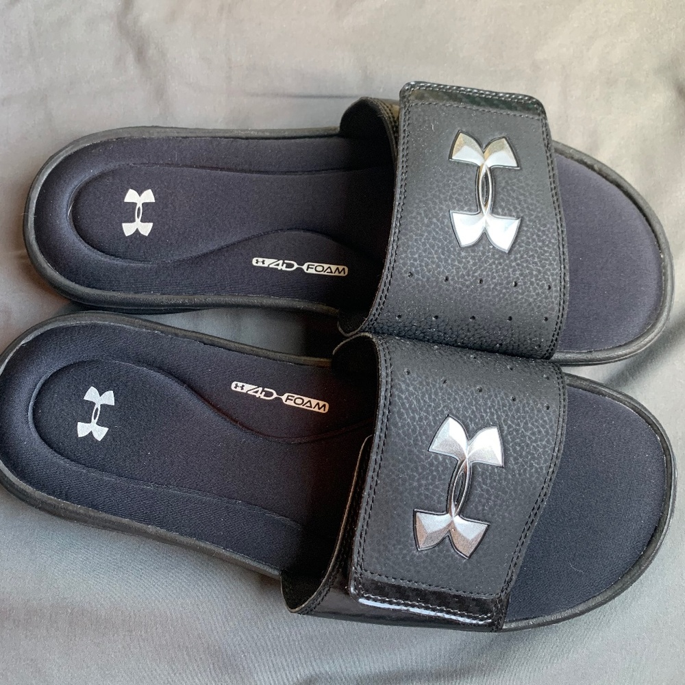 Black Under Armour Slides- 4D Foam- Size 11